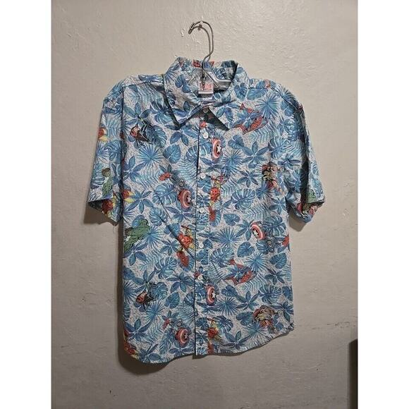 Marvel Avengers Hawaiian Print Button Up Shirt Men’s Small Short Sleeve Cotton - Picture 1 of 14